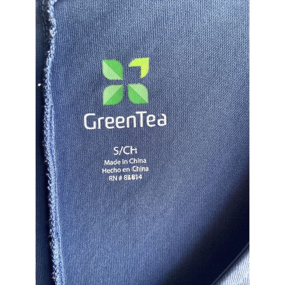 Green Tea Asymmetrical Blue Top Ruffle Tiered Small Oversized Stretch - Picture 4 of 10